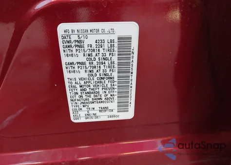 2010 Nissan Rogue S z USA, uszkodzony, nr VIN JN8AS5MT8AW023741